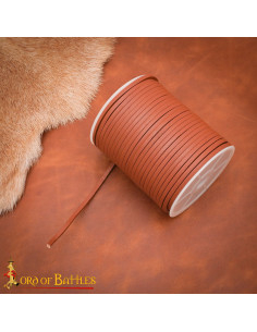 Bobina de cordão de couro genuíno marrom claro, 50 metros