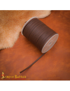 Bobina de cordão de couro genuíno marrom escuro, 50 metros