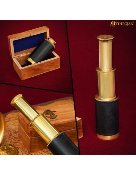 Catalejo pirata em latão com caixa de...