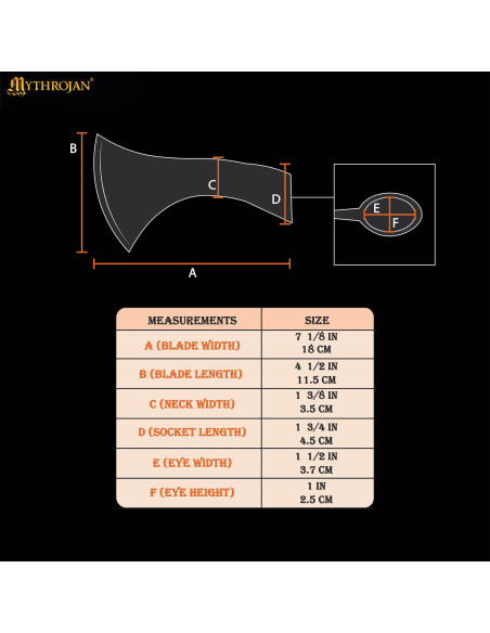 Cabeça de machado vikinga em aço...