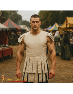 Colete romano acolchoado em algodão, cor branca natural