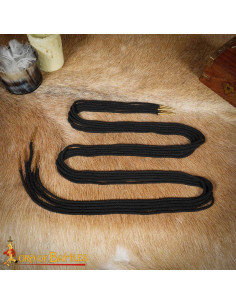Conjunto de 5 cordões em algodão preto com pontas de latão