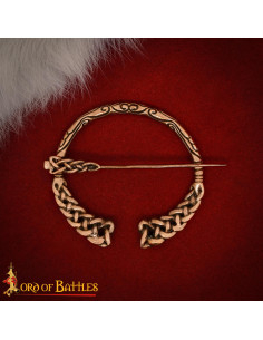Broche medieval viking entrelaçado em bronze envelhecido