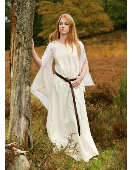 Vestido medieval Ingrid com cordões...