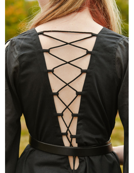 Vestido medieval Ingrid com cordões...