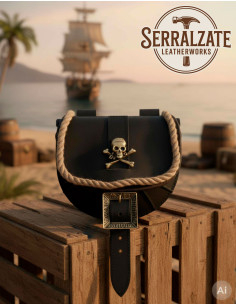 Bolsa de pirata com caveira para cinto, preto