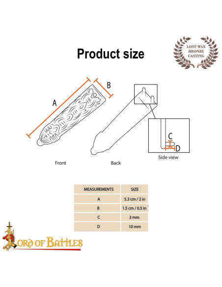 Ponta para cinto vikinga com design...