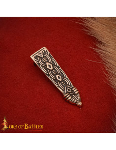 Ponta para cinto vikinga com design de nós, bronze...