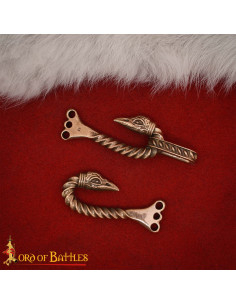 Fecho de capa celta modelo corvos em bronze envelhecido 2