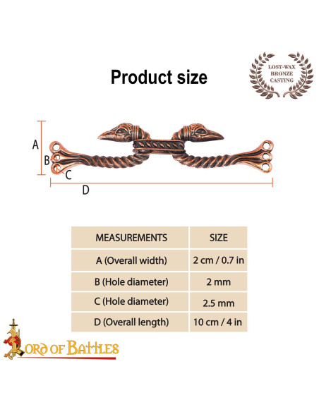 Fecho de capa celta modelo corvos em...