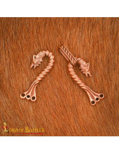 Fecho de capa vikinga com design de lobos, em bronze 2