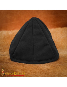 Gorro medieval acolchado em algodão preto