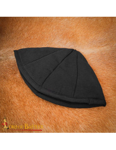 Gorro medieval acolchado em algodão preto 2