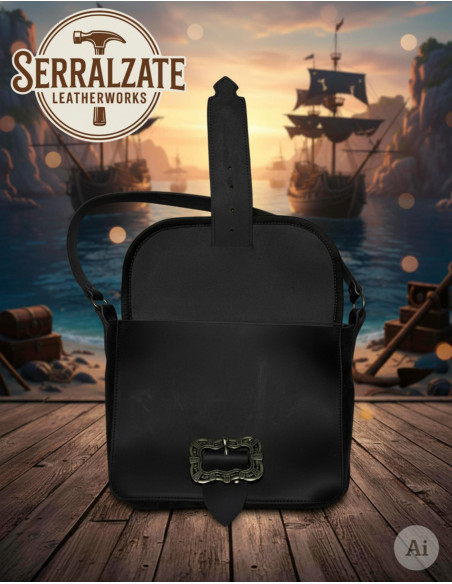 Bolsa de pirata em couro com caveira...