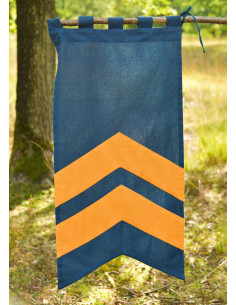 Estandarte medieval listrado, azul-amarelo