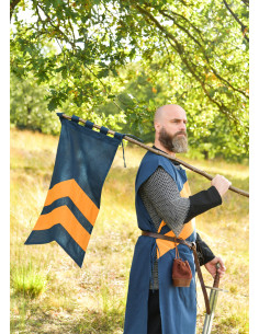 Estandarte medieval listrado, azul-amarelo 2