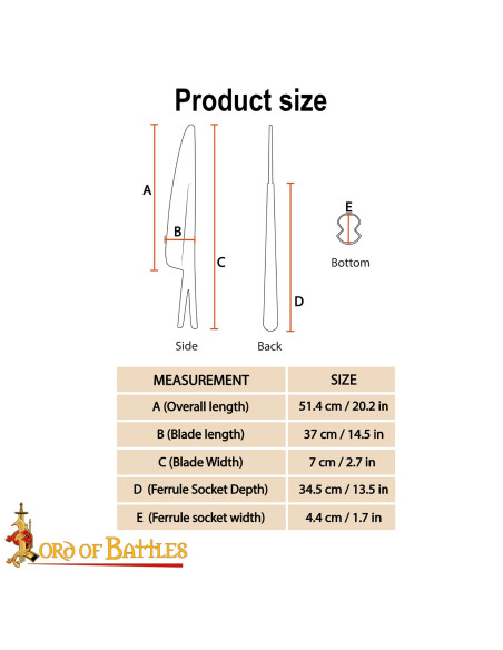 Ponta de lança medieval cônica feita...