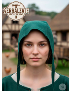 Capelina medieval de couro modelo Lope, cor verde garrafa