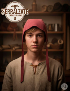 Capeline medieval em couro modelo Lope, cor granada