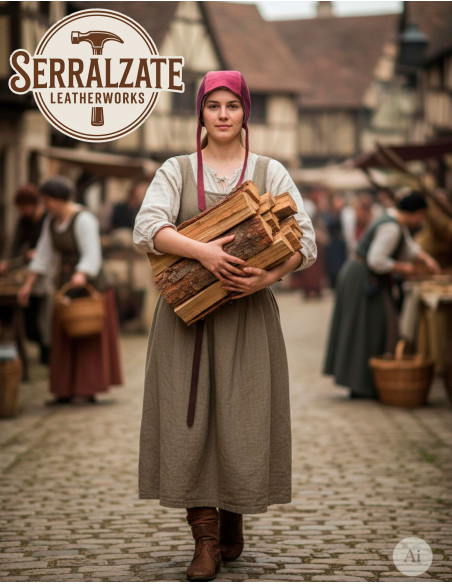 Capeline medieval em couro modelo...