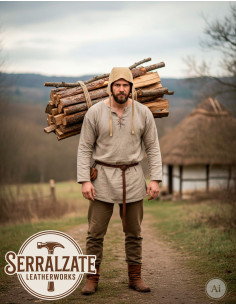 Capeline medieval em couro modelo Lope, cor Bege Claro 2