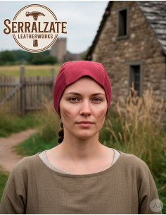 Capeline medieval em couro modelo Lope, cor granada 2
