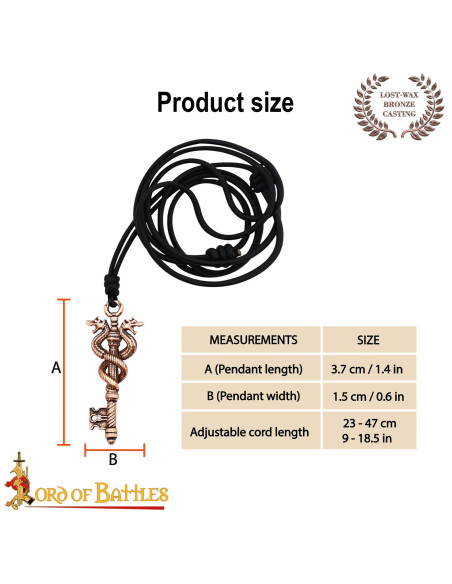 Pingente chave dragão bronze poder...