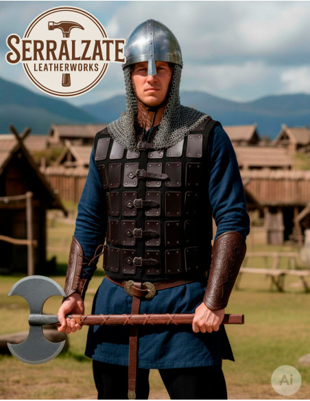 Brigantina de cuero guerrero vikingo,...