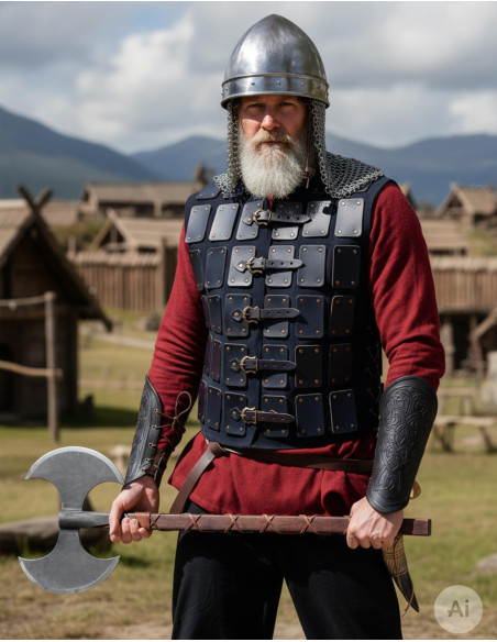 Brigantina de cuero guerrero vikingo,...