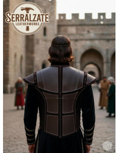 Jubão medieval artesanal de couro autêntico, marrom escuro 2