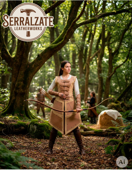 Traje de arqueira medieval premium em...