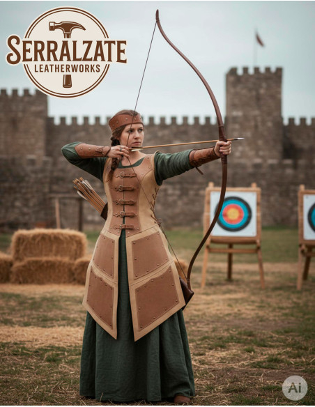Traje de arqueira medieval premium em...