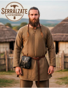 Bolsa Celta artesanal de guardabosques em couro, preta 2