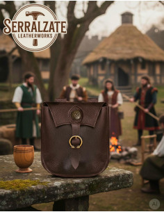 Bolsa Celta artesanal de guardabosques em couro, marrom