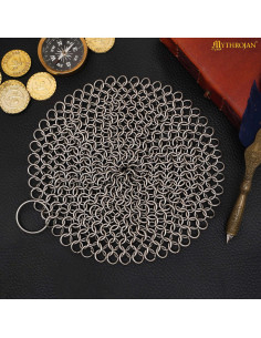 Chaveiro antistress medieval de malha de aço inox. (12x12...