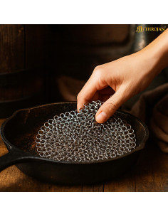 Chaveiro antistress medieval de malha de aço inox. (12x12... 2