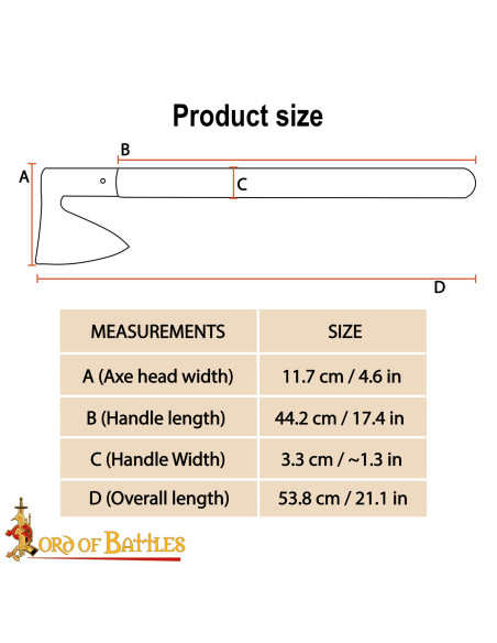 Hacha histórica do século XIV em aço...