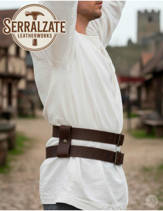 Cinturão medieval duplo desmontável em couro, marrom escuro 2