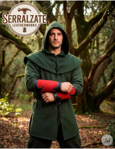 Braçadeiras medievais de guardabosques em pele, vermelho... 2