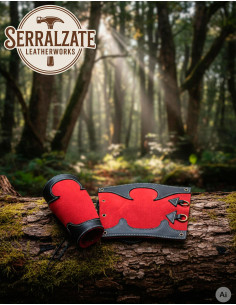 Braçadeiras medievais de guardabosques em pele, vermelho...