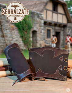 Braceletes medievais de guardas florestais em couro,...