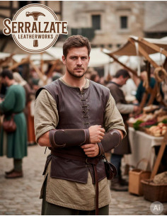 Braceletes medievais de guardas florestais em couro,... 2