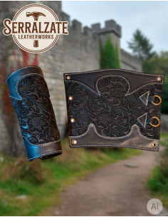 Braceletes O Cavaleiro da Folha em Couro Repuxado Preto