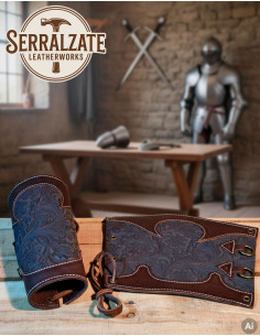 Pulseiras O Cavaleiro da Folha em Couro Repujado Marrom