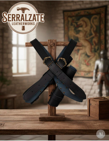 Dobre suporte de espadas com cinto...