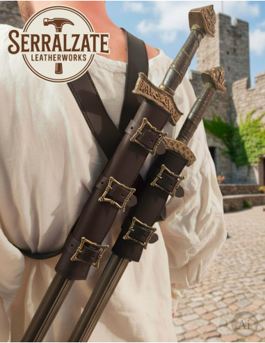 Dobrador de espadas com cinto para LARP em marrom escuro
