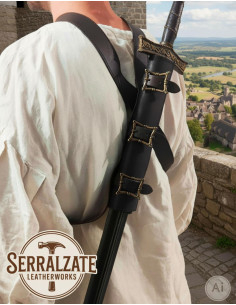 Tahalí com cinto para pendurar espada nas costas - Preto 2