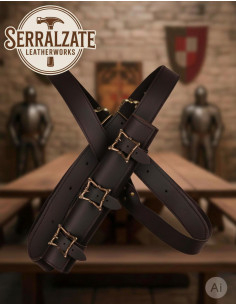 Fivela para espada com cinto para usar nas costas - Marrom 2