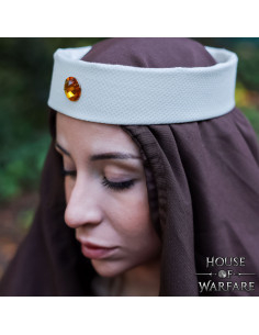 Tocado medieval tipo Garlanda em branco