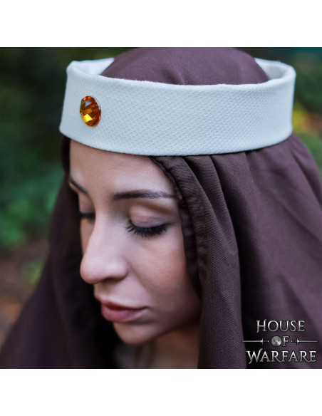 Tocado medieval tipo Garlanda em branco